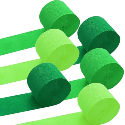 Papel crepé verde 6 rollos serpentinas verdes en 3 colores para bebé de graduación Foto 2 de 4