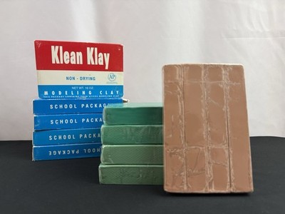 NOS KLEAN KLAY Vintage Modeling Clay 5 Lot (4xGreen, 1xBrown) Non-Drying