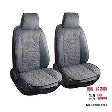 Linen Car Seat Covers Breathable Cloth Fabric Seat Protector Front Seat Gray