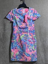 Lilly Pulitzer Coralynn Dress New Pop Up 60 Animals Colorful Pockets Women’s 4 .