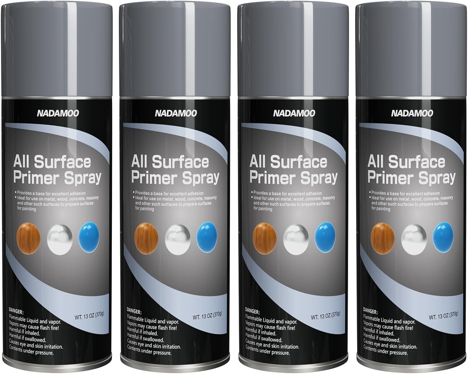 Gray Epoxy Primer Spray Paint, Matte Finish - Pack of 4
