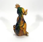 Vintage Murano Glass Art Dog Amber Green