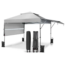 10'x17.6' Outdoor Instant Pop-up Canopy Tent Dual Half Awnings Adjust Patio