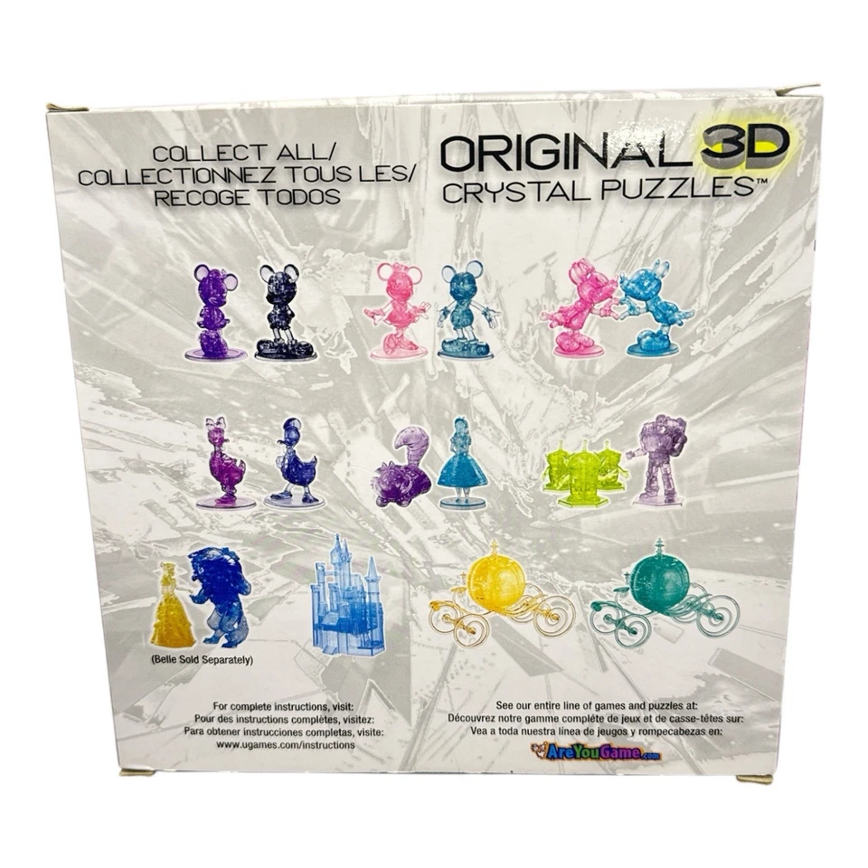 New Disney 3D Crystal Puzzle Minnie & Mickey Deluxe Level 3 68 Pieces Complete - Image 4 of 4