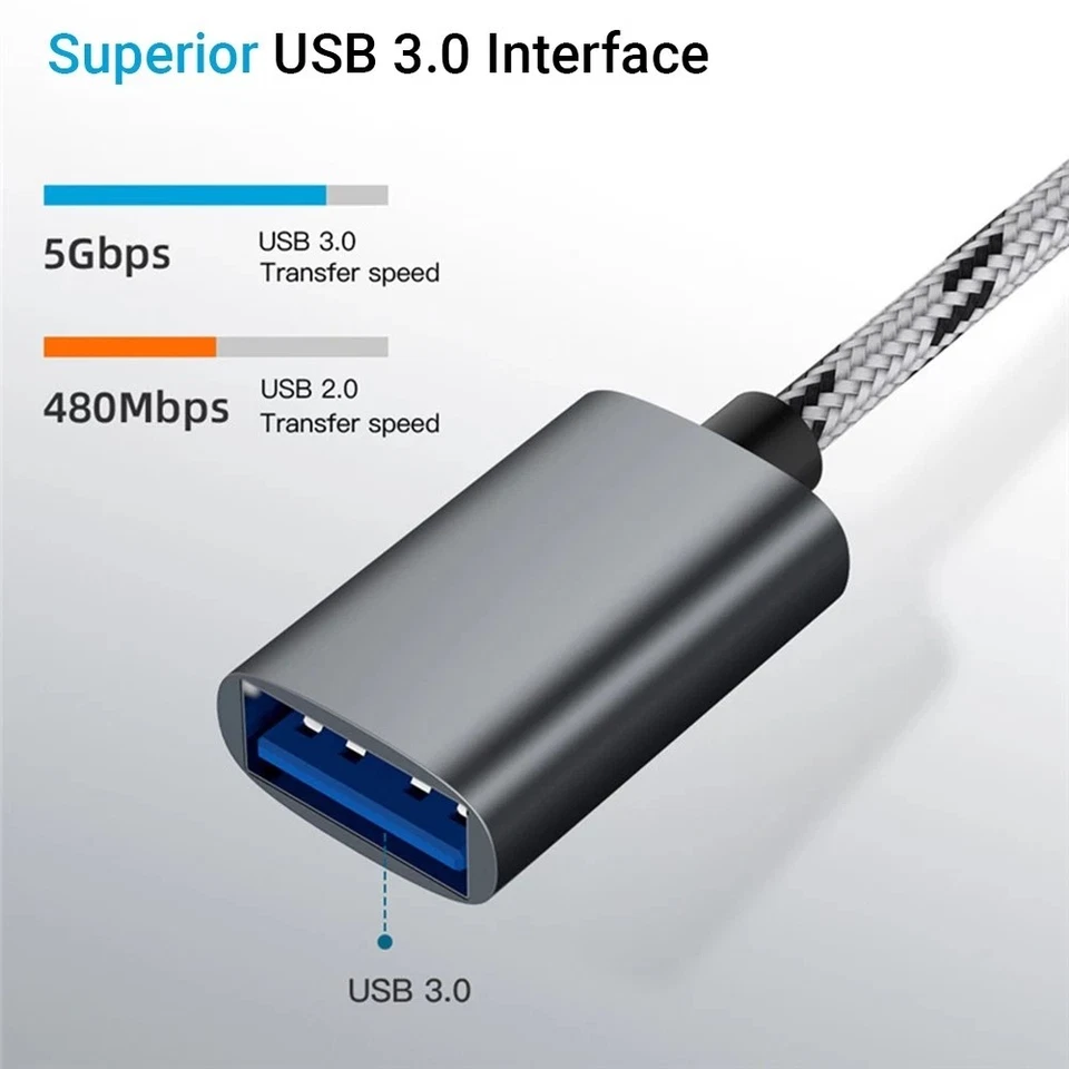 2 in 1 USB OTG Cable Type-C/Micro-USB to USB 3.0 Adapter Braided Designed1047 - Bild 3 von 4