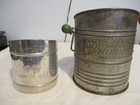 Vtg lot 2 Flour Metal Sifter 3 Cup with Green Wooden Handle by Bromwell Co USA — photo 2