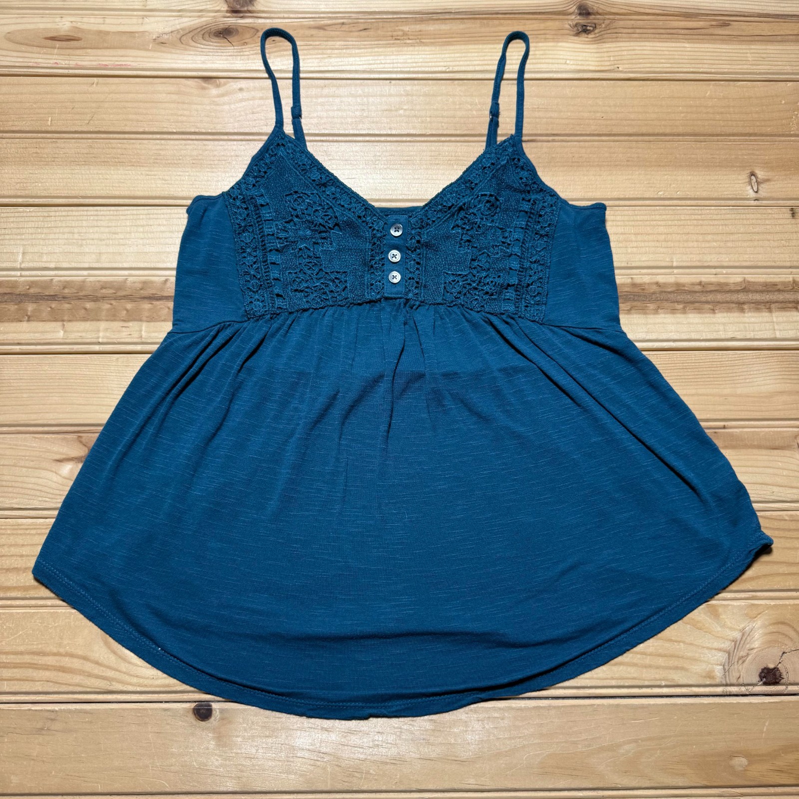 Vintage Y2K American Eagle Outfitters Crochet Lace Trim Boho Cami Tank Top Small