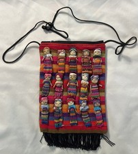Guatemalan Worry Dolls Crossbody Bag Handmade 15 Dolls Multi-colored