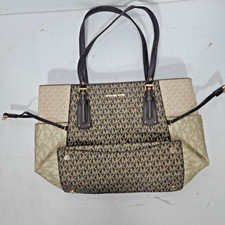 Michael Kors Jet Set Large Color Block Tote Bag MK Signature Gold Black Blush