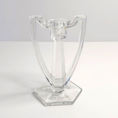 Antique Jefferson Central Glass KRYS-TOL Chippendale Candlestick Art Deco 4 3/8''