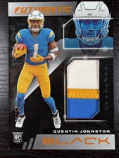 2023 Panini Black QUENTIN JOHNSTON CITRINE Rookie 3 COLOR PATCH Chargers RC /50