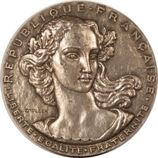 1958 FRANCE .95 FINE SILVER PRESENTATION MEDAL BY MULLER 50MM 65GR - GEM!