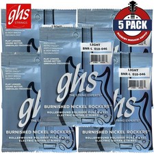 5-PACK GHS BNR-L Burnished Nickel Rockers Light Electric Guitar Strings 10-46