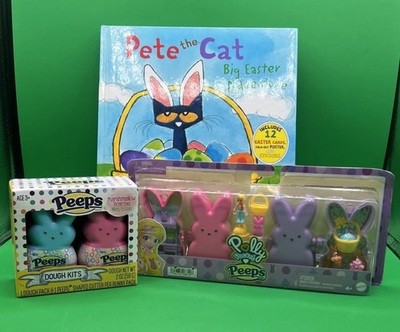 Polly Pocket PEEPS Dolls Set, Pete The Cat Easter Adventure Book & Dough Kit