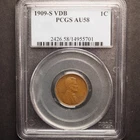 1909 *S* VDB LINCOLN WHEAT CENT**PCGS  AU58  **FREE SHIPPING! G1906