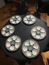 6 Oyster plates Longchamp 1880 art nouveau