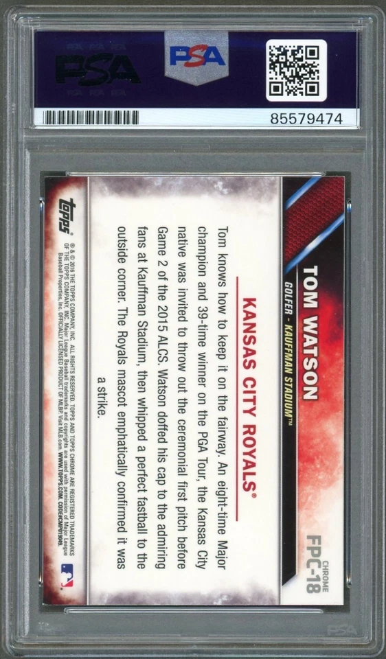 Tom Watson SIGNED 2016 Topps Chrome Refractor First Pitch Card PGA Golf Auto PSA - Image 2 of 2