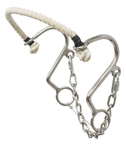 New! Showman Stainless steel ROPE NOSE 'LITTLE S' HACKAMORE w/ 5 1/2" Cheeks