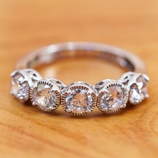 Size 6, vintage Sterling 925 silver anniversary engagement ring with cluster cz