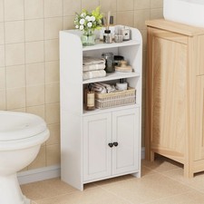 Small Bathroom Storage Cabinet, Freestanding Toilet Paper Storage with 2 Door...