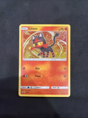 Litten SM23 Sun & Moon Black Star Promo Cosmos Holo Pokemon Card LP