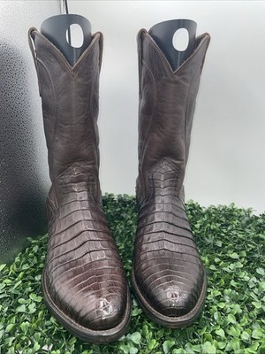 CODY JAMES BLACK 1978 MEN CHAPMAN EXOTIC CAIMAN BELLY BOOTS ROUND TOE Size 11D