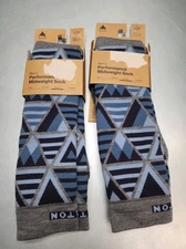 New (2 Pair) Mens Burton Performance Midweight Socks Merino Wool Italy Sz Large