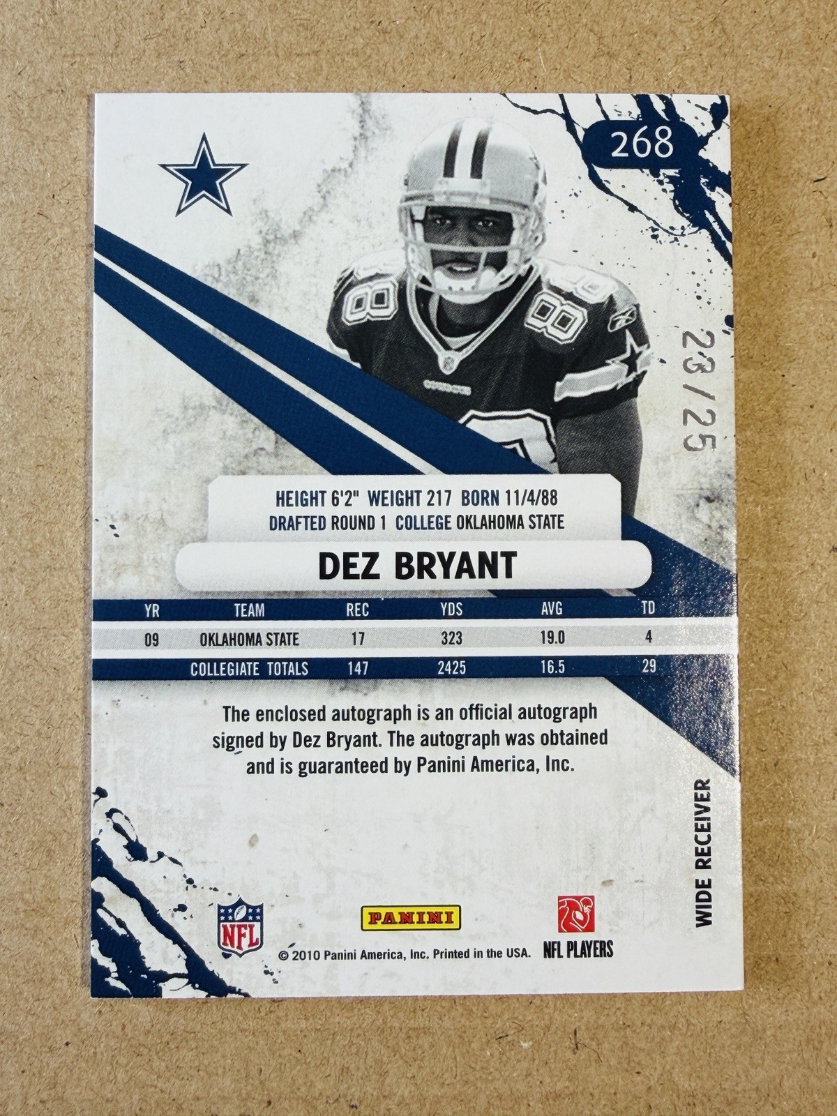 Dez Bryant 2010 Panini Rookies & Stars R&S Dallas Cowboys Logo Patch Auto RC /25 view 2