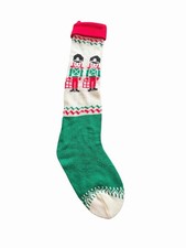 Vintage 80s Knit CHRISTMAS STOCKING With Soldiers Presents LONG 26  X 5  