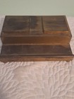 Vintage Brass Double Inkwell With Glass Imserts 6.5"x5" — photo 2