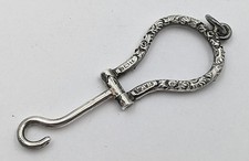 MINIATURE VICTORIAN STERLING SILVER CHATELAINE FOLDING BUTTON HOOK 1900