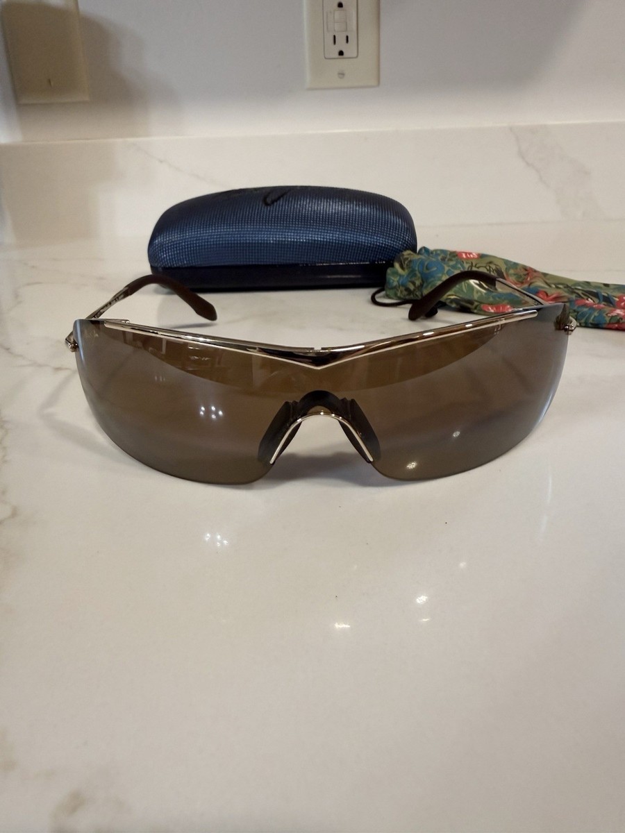 Vintage Maui Jim MJ-511-16 Shield Sunglasses Brown Lens Made in Japan w/ Case Maui Jim Sandbar MJ 511 16 Gold Semi Rimless Wrap + HCL  main image 4