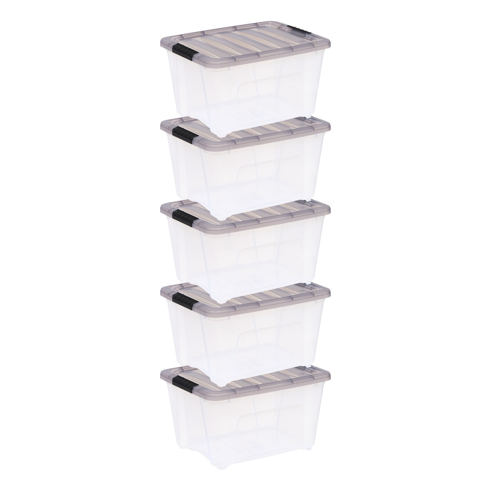 32 Qt IRIS Stackable Plastic Storage Bins with Lids - 5 Pack
