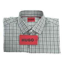 Hugo by Hugo Boss Men's Kenno Slim Fit Dress Shirt Size 16 41 Green White