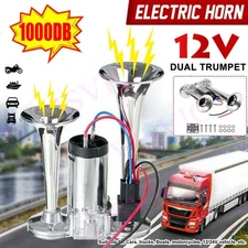 Air Train Horn Kit For Truck Car Super Loud 1000DB 12V Electric Trains Horns USA