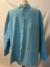 Stafford Wrinkle Free Oxford Button Down Shirt Men's 16.5-34/35 Aqua/White Check