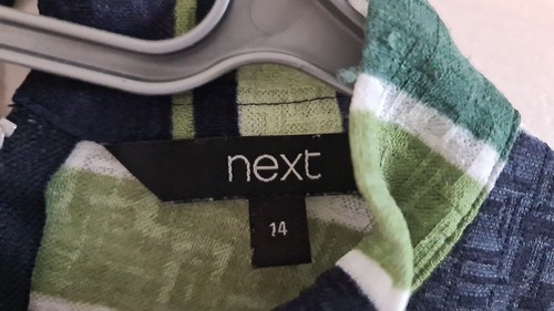 Next Sleeveless Navy Green White - Beaded Detail To Bottom Size 14 - Picture 8 of 9