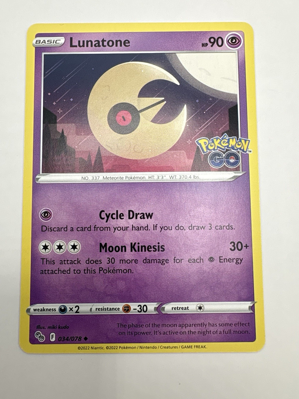 Lunatone #34/78 Pokemon Go Uncommon Card