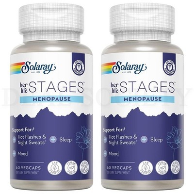 Solaray Menopause her Life Stages Menopause Supplement 60 VegCaps Each Lot of 2