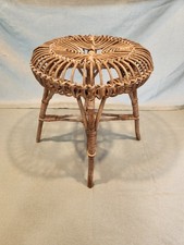 Klasyczny VTG Wiklinowo-rattan Podnóżek Stojak na rośliny Naturalny brąz 16 cali wys. x 16 cali okrągły