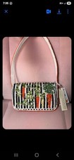 Striped Beaded Shoulder Bag Carrot Cake Design Orange Black Green Food Theme