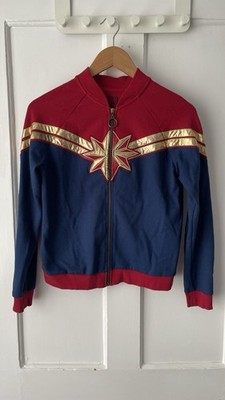 Disneyland Paris Captain Marvel Star Jacke Größe Small blau rot gold durchgehender Reißverschluss