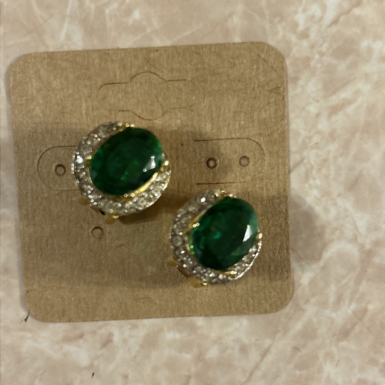 Vtg Signed KJL Kenneth Jay Lane  Gold Tone Green … - image 1