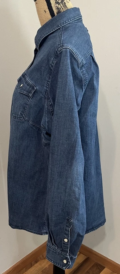 Camisa jeans azul Snap On Duluth Trading Co tamanho 2X - Imagem 2 de 4