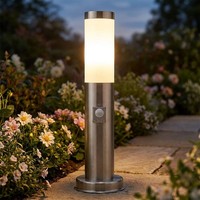 Sockelleuchte Stehlampe Wegelampe Garten Bewegungsmelder Edelstahl Opal IP44 E27