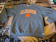 Vtg Clemson Tigers Crew Neck Sweatshirt Mens Large Gray Russell Athletic 90s