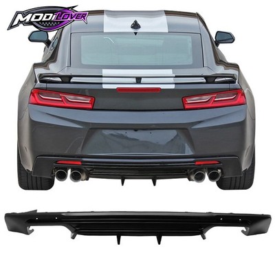 Fits 16-24 Chevy Camaro Rear Diffuser Bumper Lip Quad Exhaust Matte Black