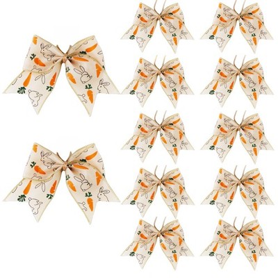 12 PCS 6 Inch Easter Burlap Carrot Bows Spring Bunny Bow Gift Wrapping Decor