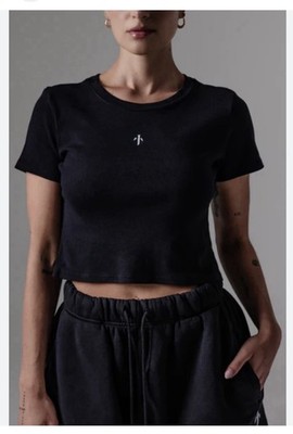 NAPD Not A Pipe Dream Baby Tee Crop T Shirt Black Logo Skater 90s Grunge Small