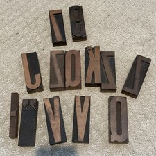 Lot Of 13 Vintage Wood Letter Press Printing Blocks 3 1/8